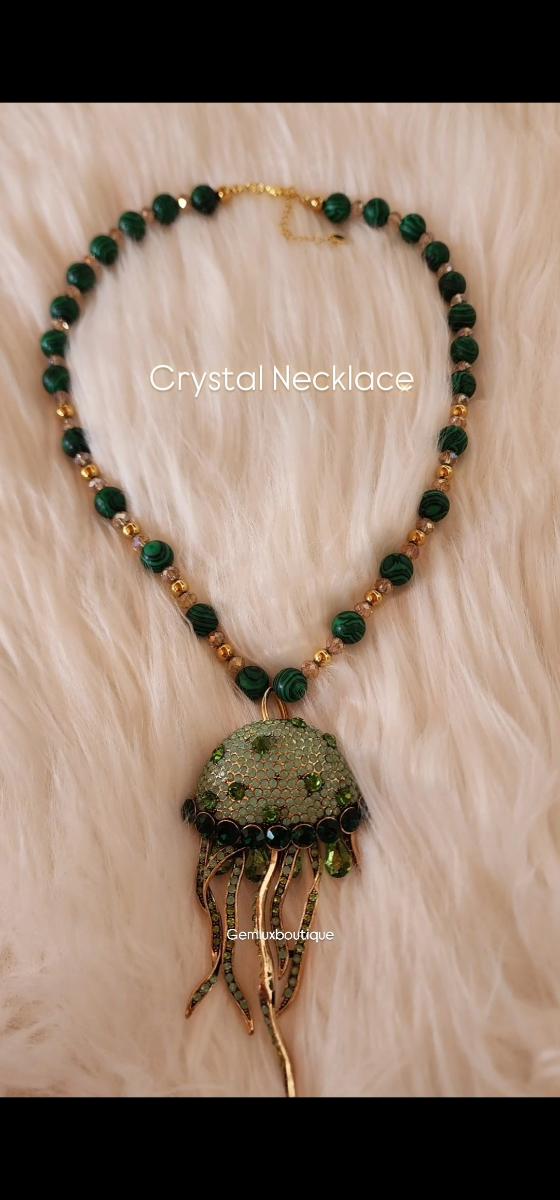 Green Crystal Jellyfish Necklace