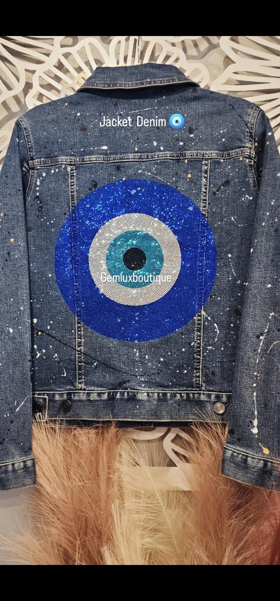 Crystal Evil Eye Denim Jacket