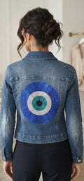 Crystal Evil Eye Denim Jacket