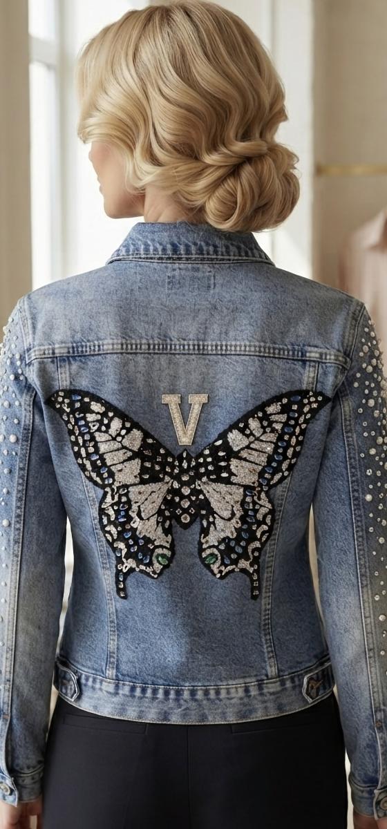 Crystal Butterfly Denim Jacket