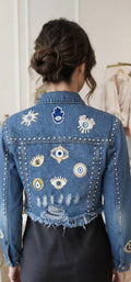 Embroidered Evil Eye Denim Jacket